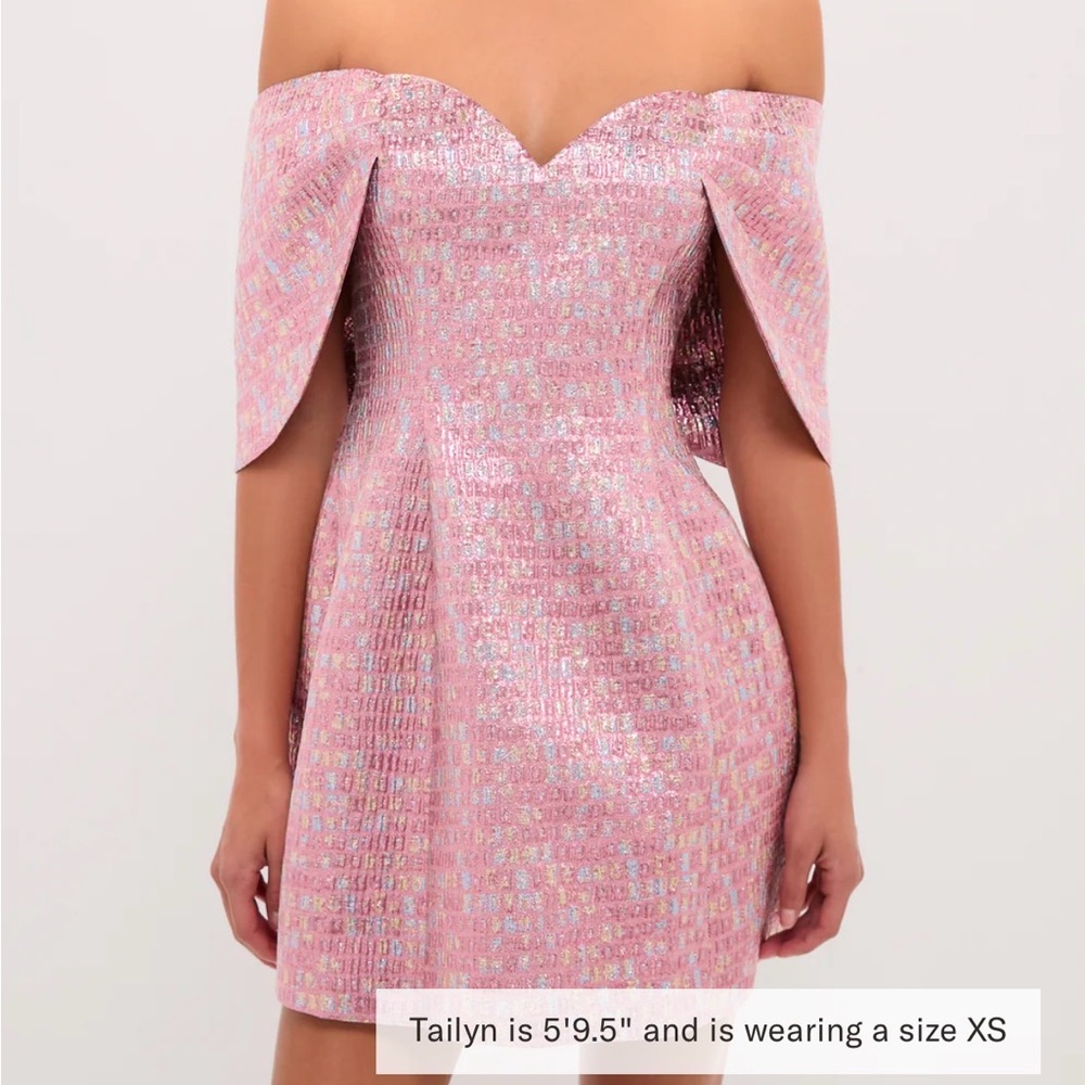 Tuckernuck Pink Sparkle Off-Shoulder Mini Dress